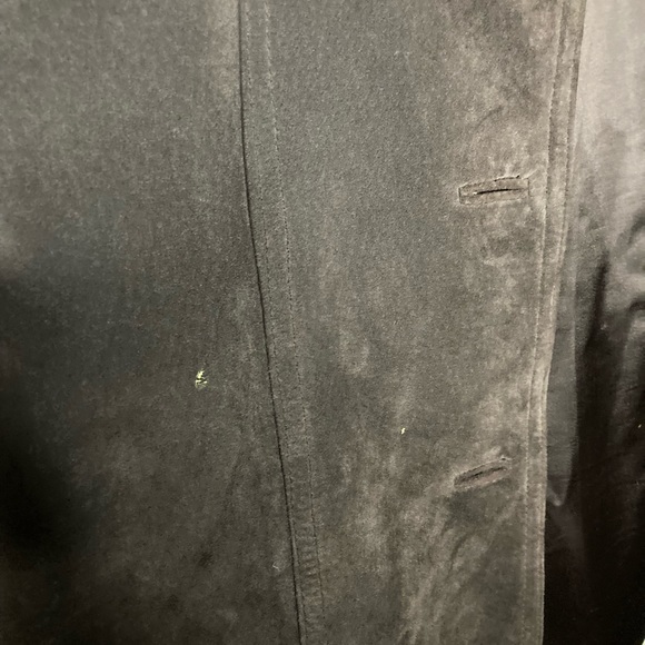 Vintage 90s genuine leather suede chocolate brown button up collared coat jacket - Picture 7 of 7